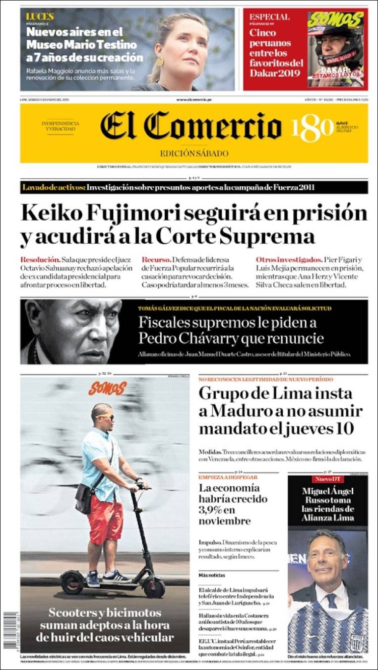 Portada de El Comercio (Per&uacute;)