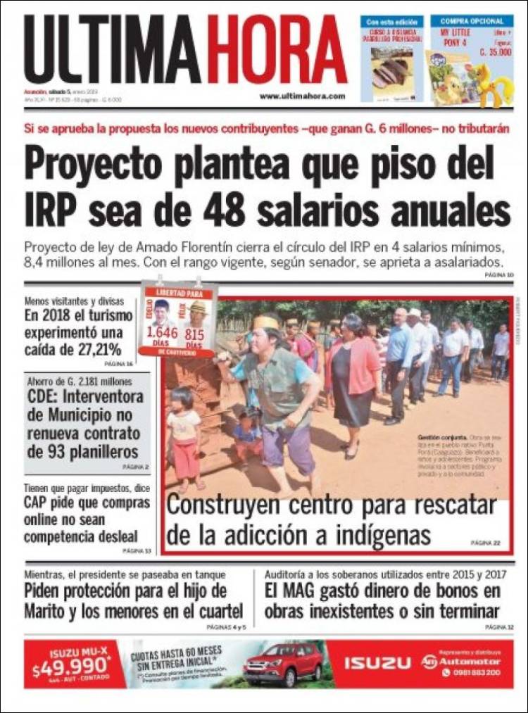 Portada de Última Hora (Paraguay)