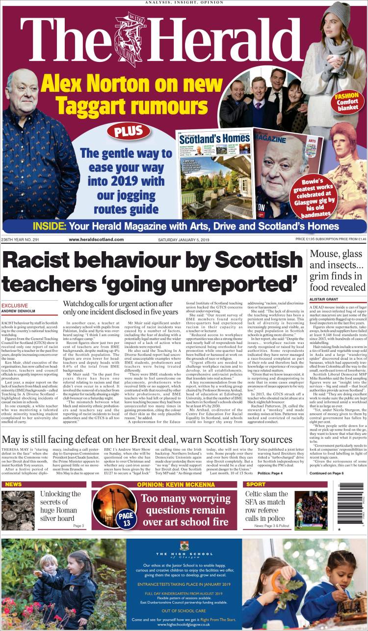 Portada de The Herald (Reino Unido)