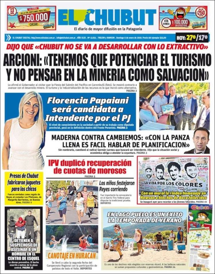 Portada de El Chubut (Argentina)