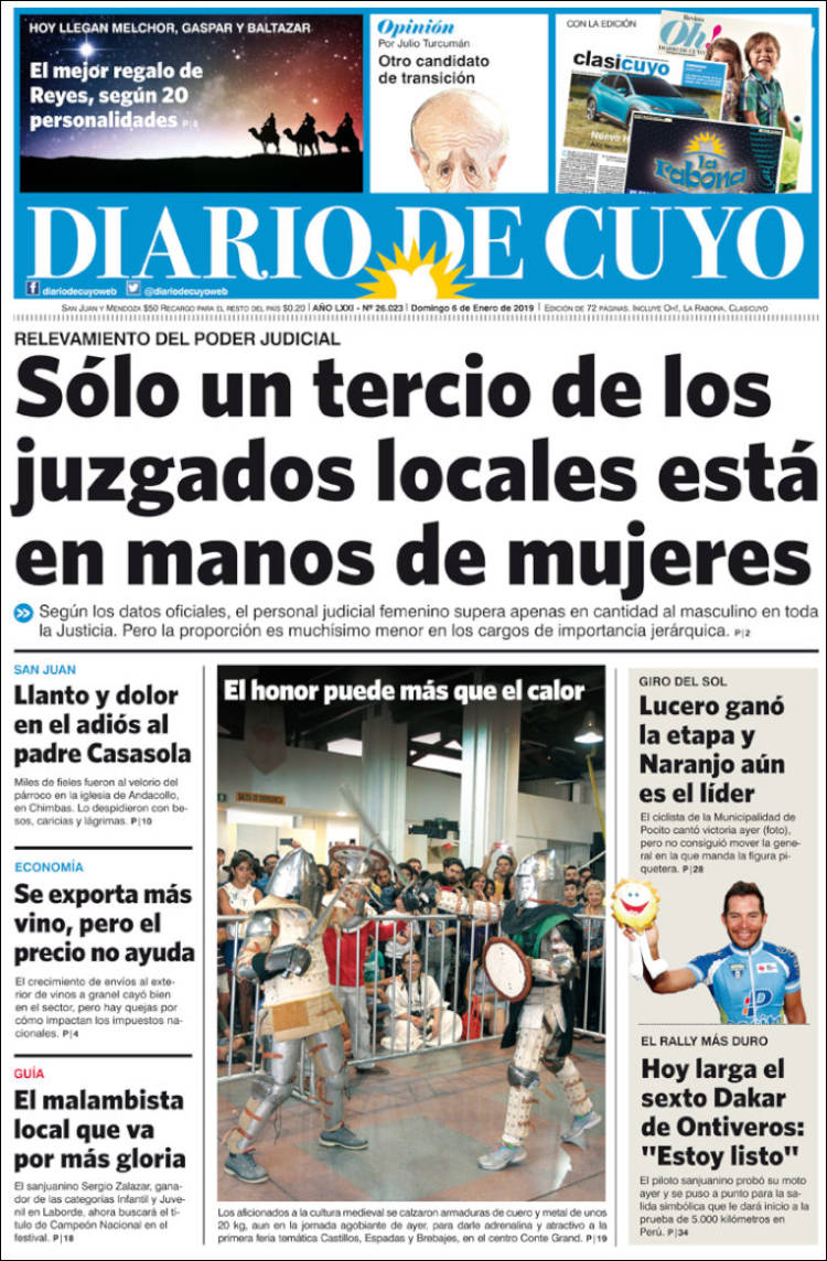 Portada de Diario de Cuyo (Argentina)
