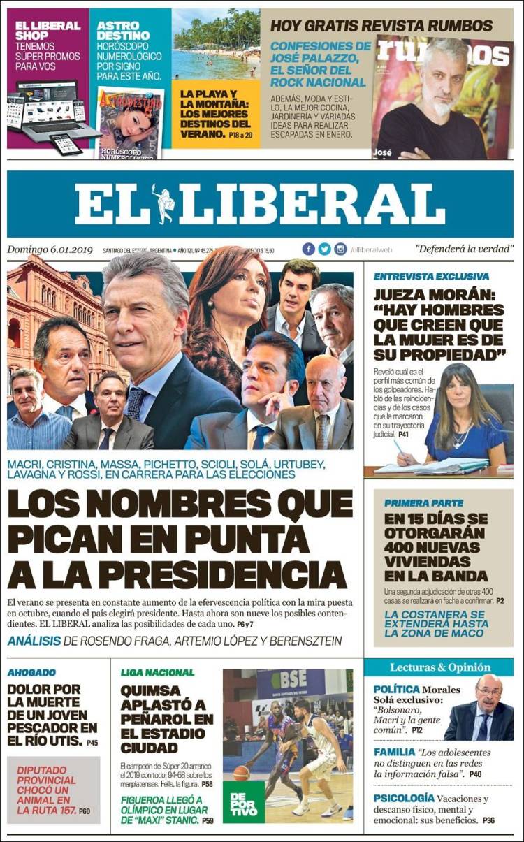 Portada de Diario El Liberal (Argentina)