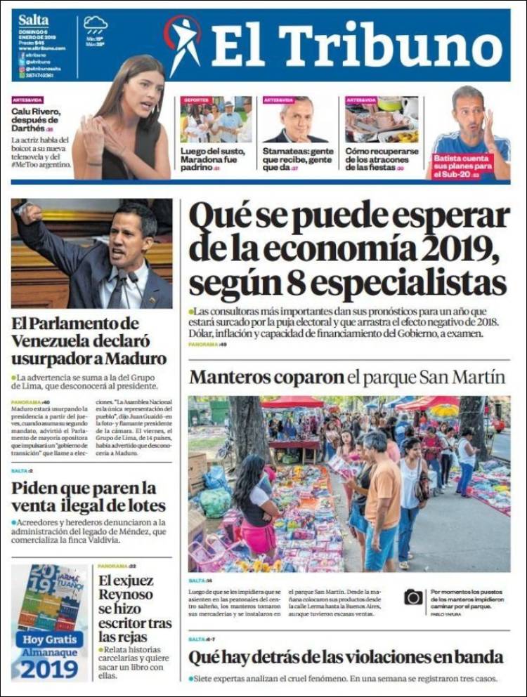 Portada de El Tribuno - Salta (Argentina)