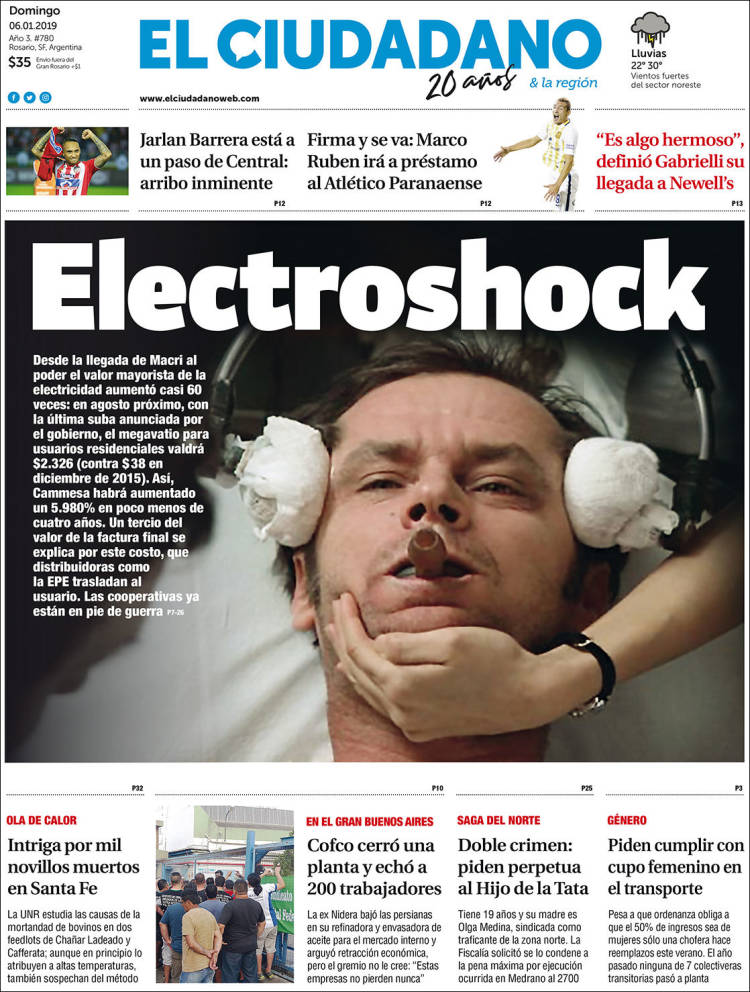 Portada de Diario El Ciudadano (Argentina)