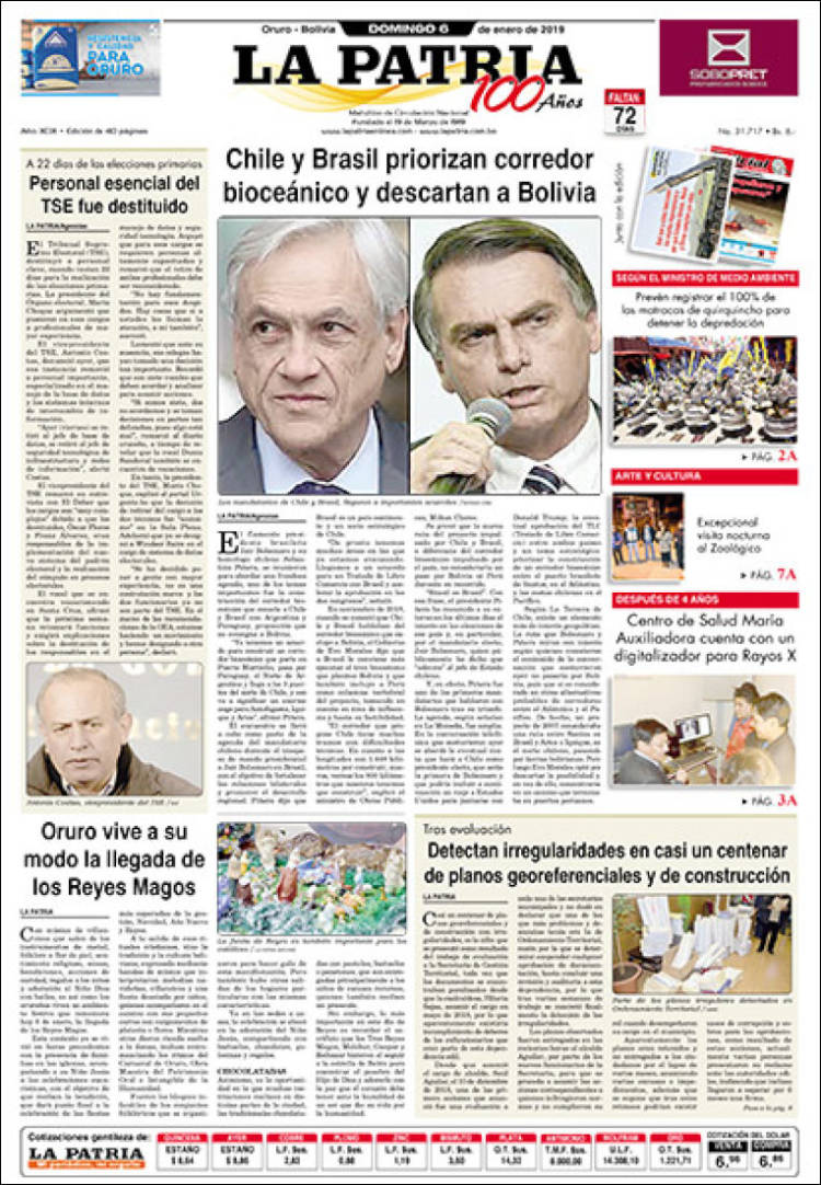 Portada de La Patria (Bolivia)