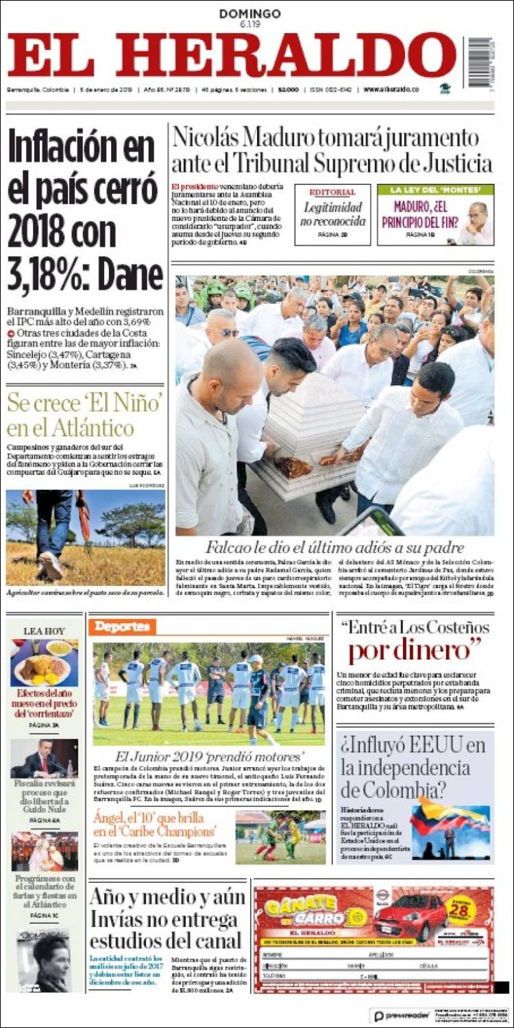 Portada de El Heraldo (Colombia)