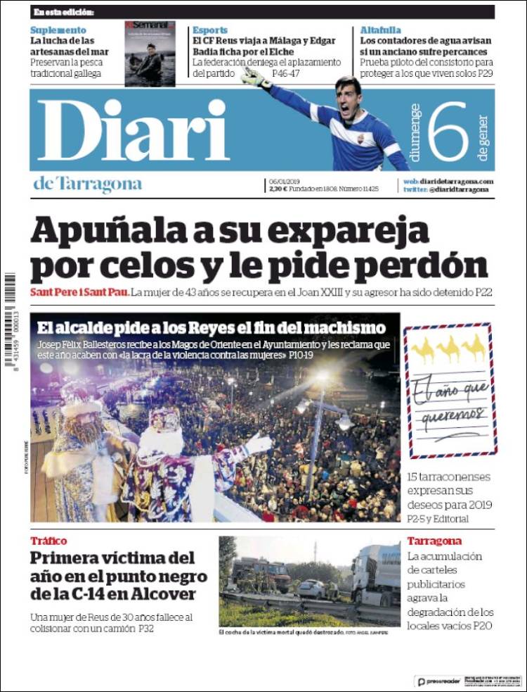 Portada de Diari de Tarragona (Espa&ntilde;a)