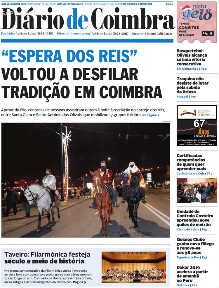 Portada de Diário de Coimbra (Portugal)