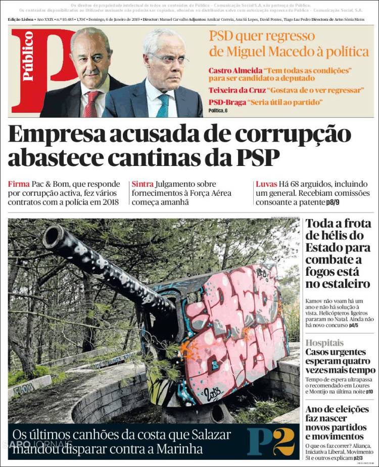 Portada de Público (Portugal)