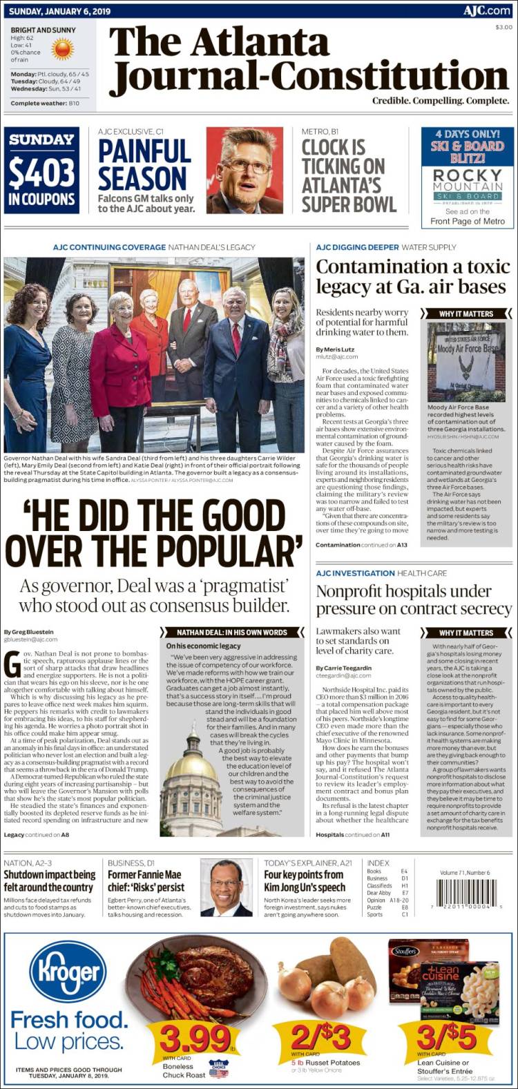 Portada de The Atlanta Journal-Constitution (USA)