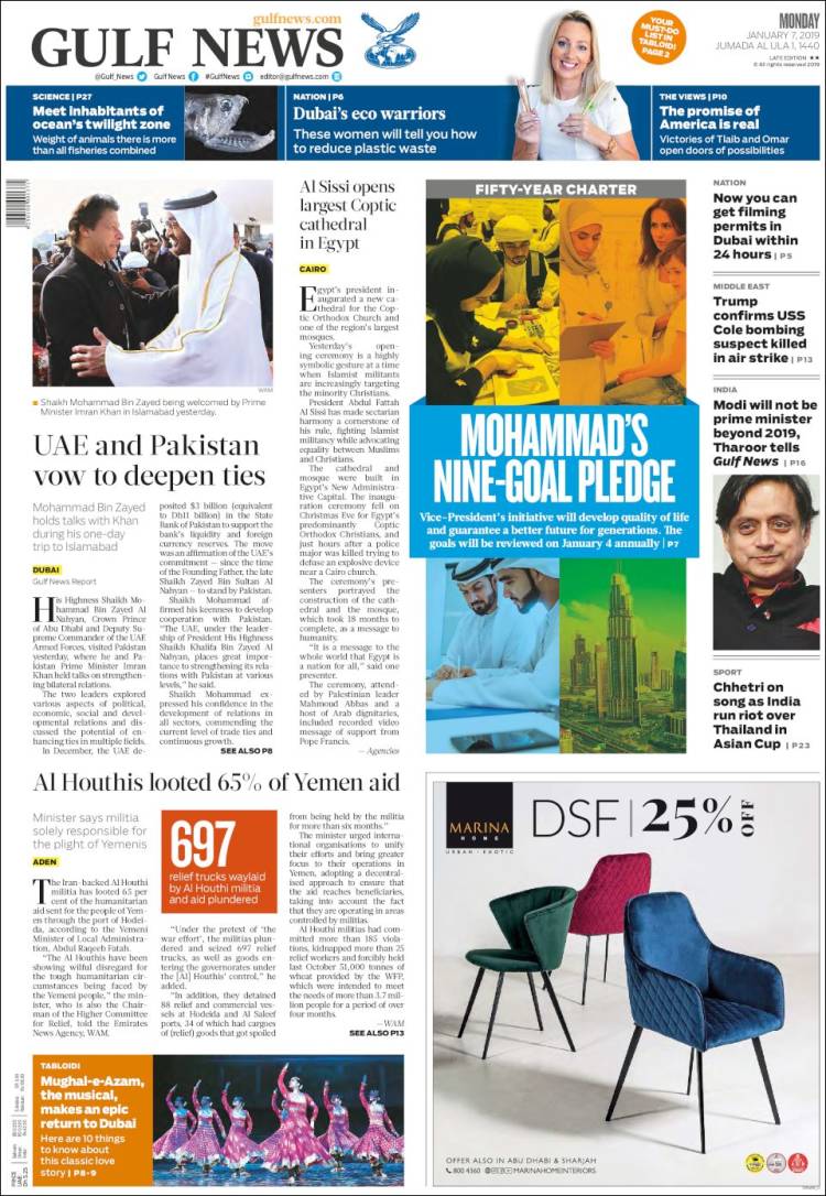 Portada de Gulf News (Asia-Pacífico)