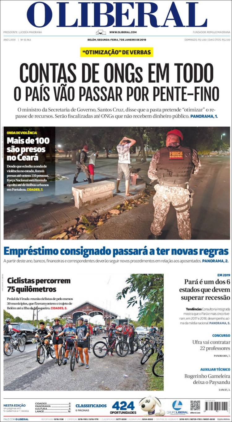 Portada de O Liberal (Brasil)