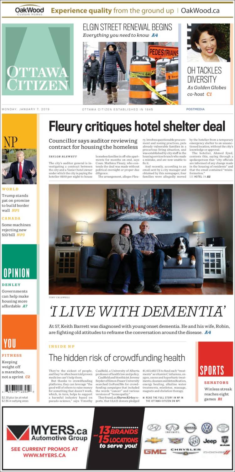 Portada de Ottawa Citizen (Canadá)