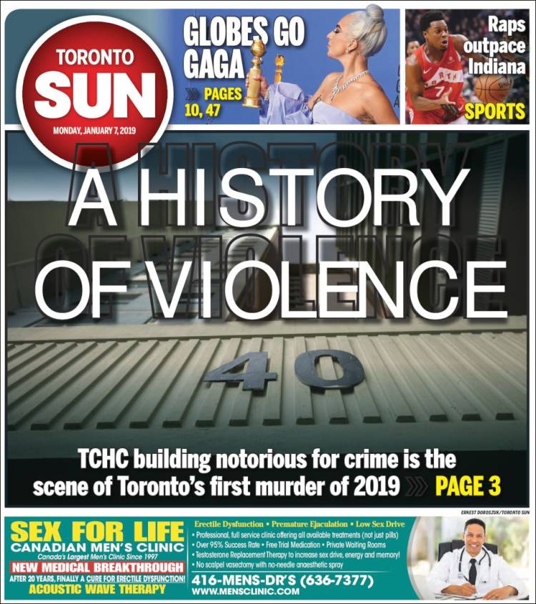 Portada de The Toronto Sun (Canadá)