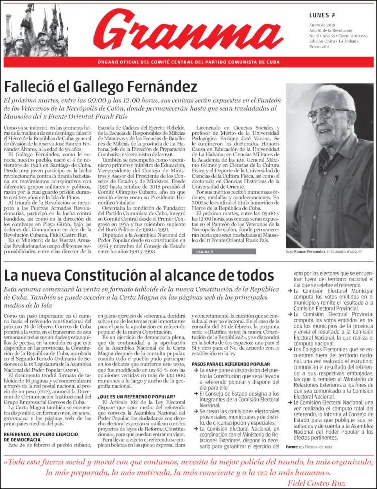 Portada de Granma (Cuba)