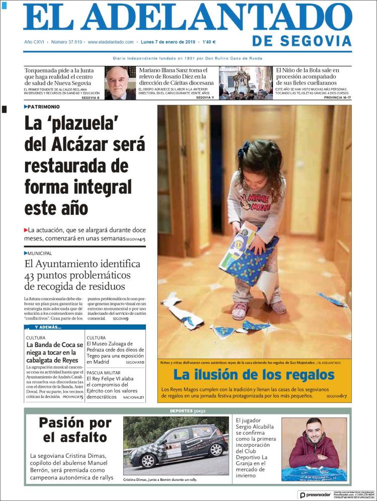 Portada de El Adelantado de Segovia (Espa&ntilde;a)