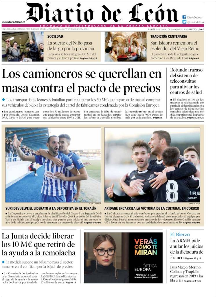 Portada de Diario de León (Espa&ntilde;a)