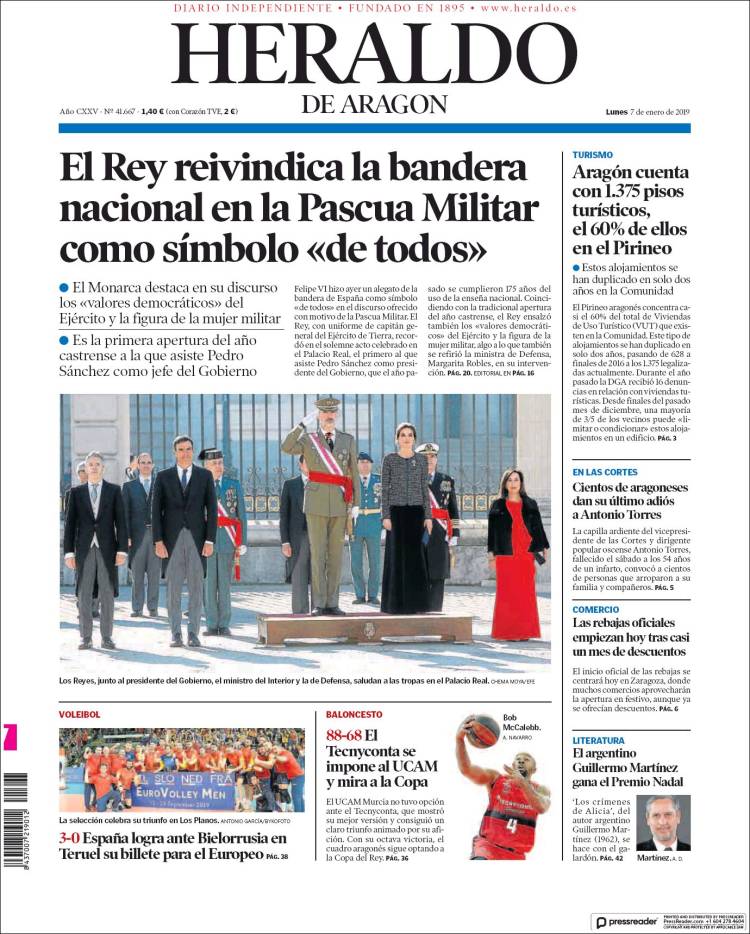 Portada de Heraldo de Aragón (España)