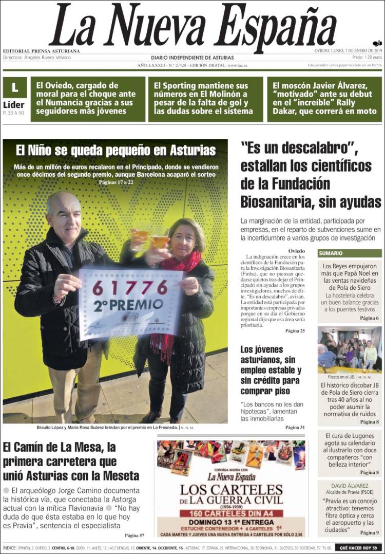 Portada de La Nueva España (Espa&ntilde;a)