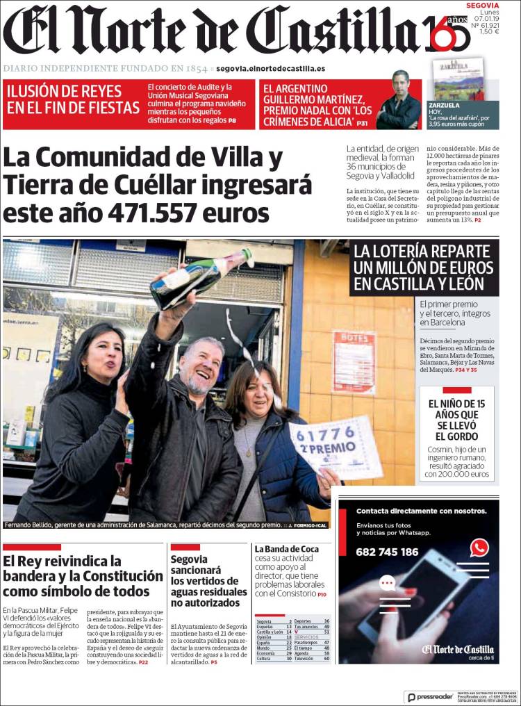 Portada de Norte de Castilla - Segovia (Espa&ntilde;a)