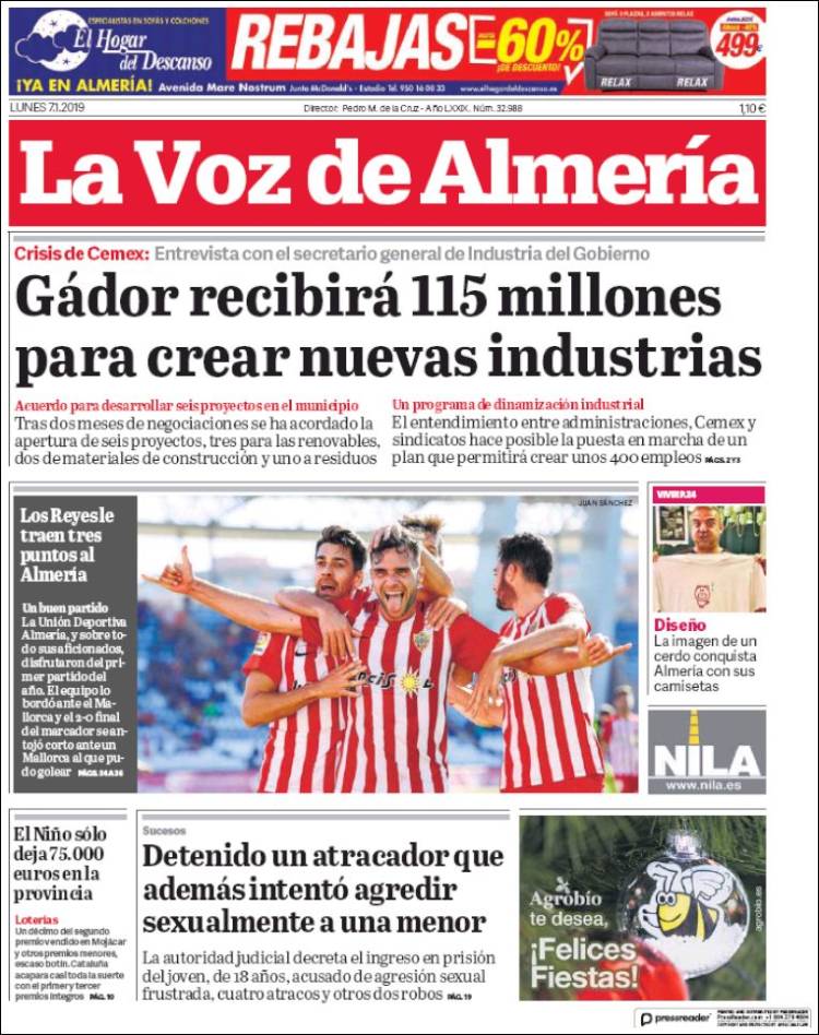 Portada de La Voz de Almería (Espa&ntilde;a)