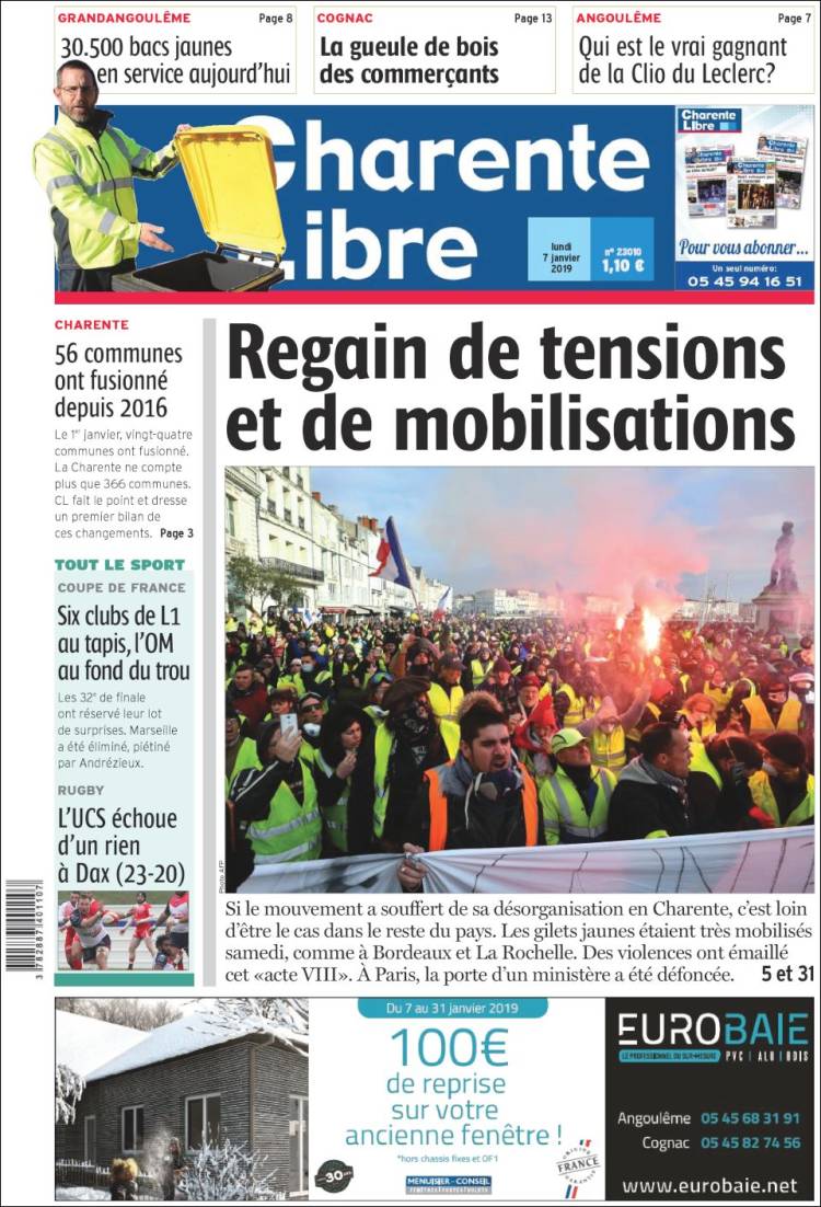 Portada de Charente Libre (Francia)