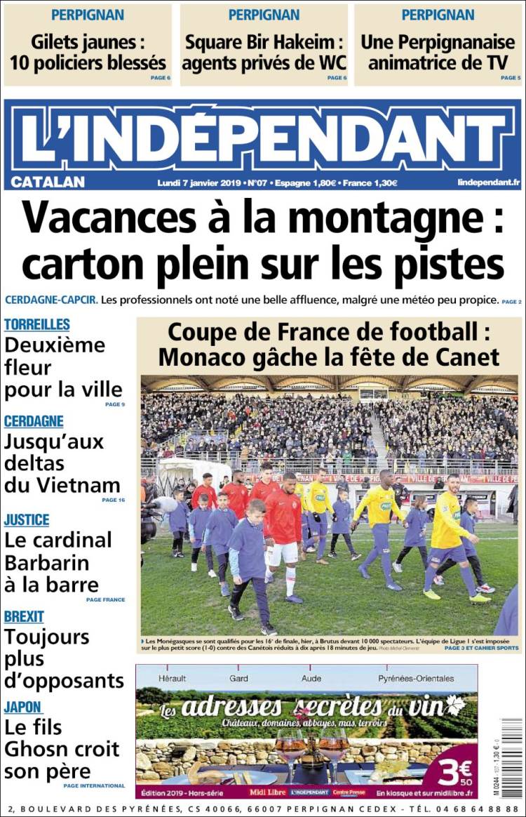 Portada de Le Indépendant (Francia)