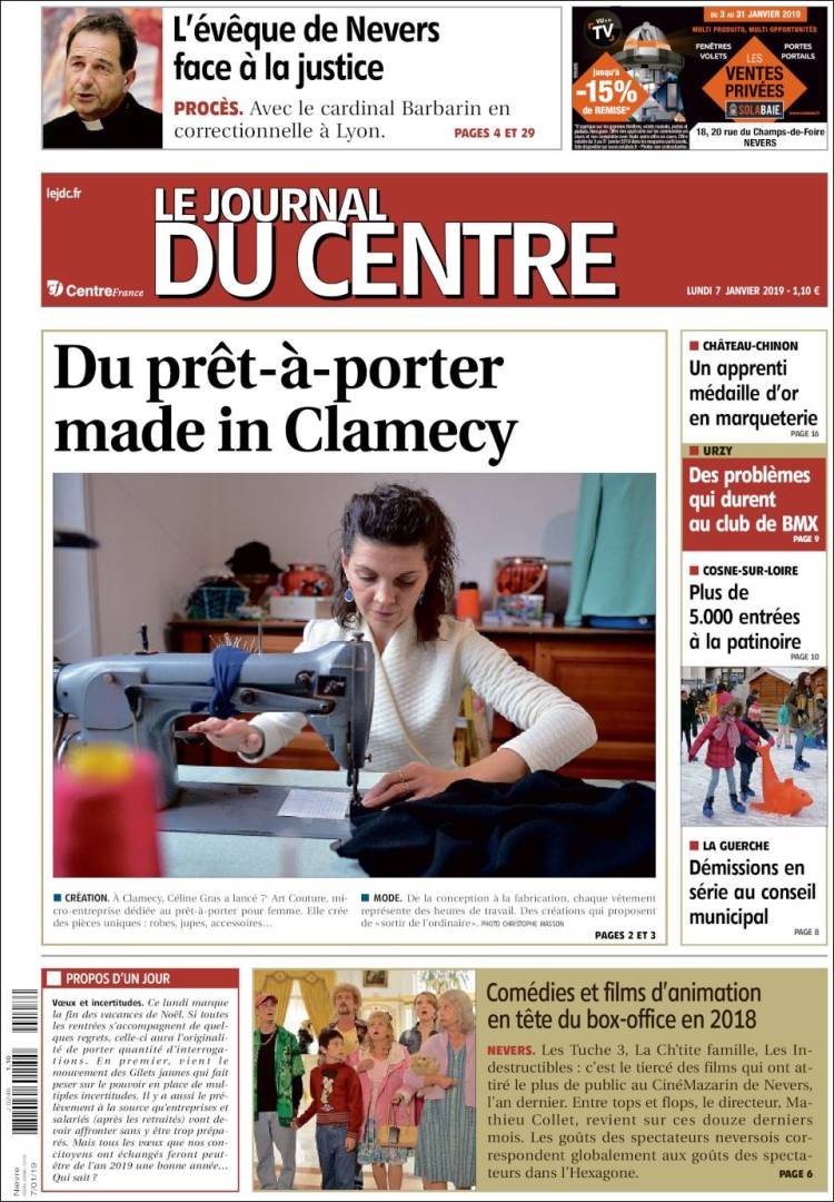 Portada de Le Journal du Centre (Francia)