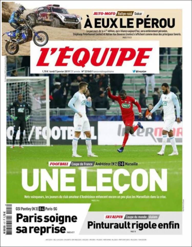 Portada de L'Equipe (Francia)