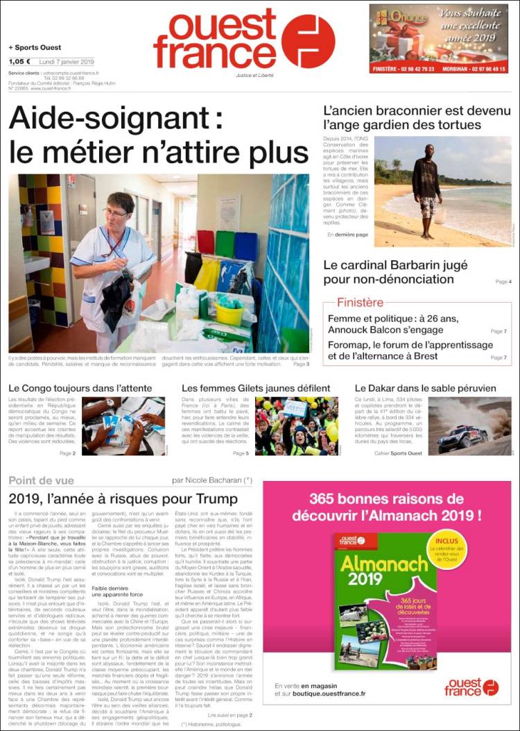 Portada de Ouest France (Francia)