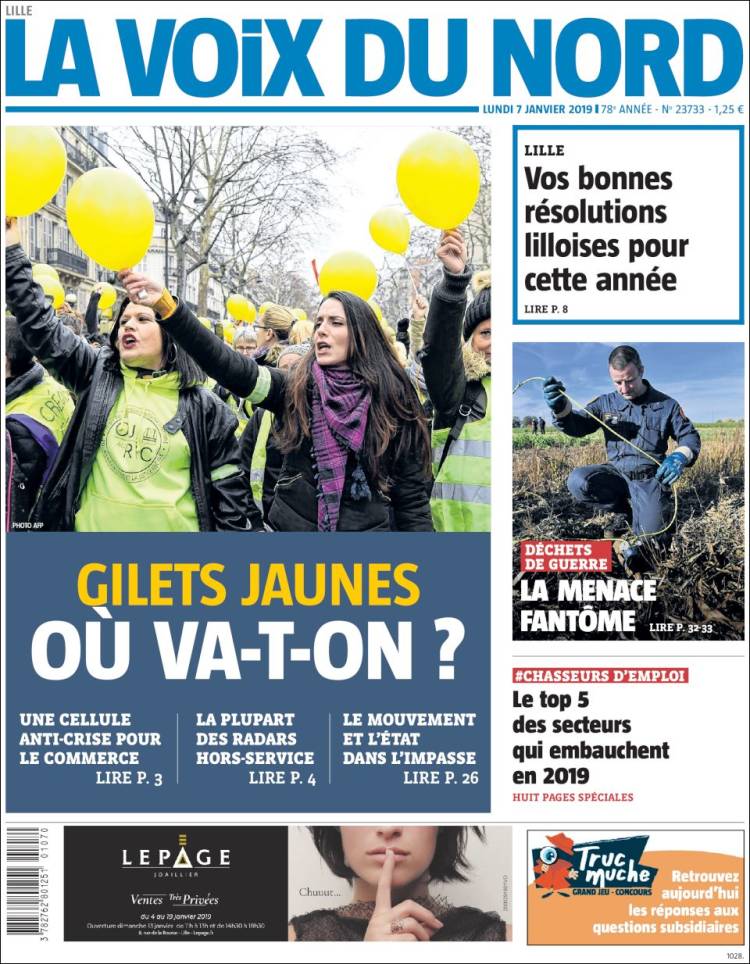 Portada de La Voix du Nord (Francia)