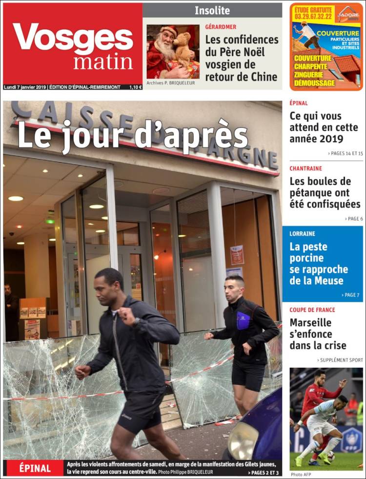 Portada de Vosges Matin (Francia)