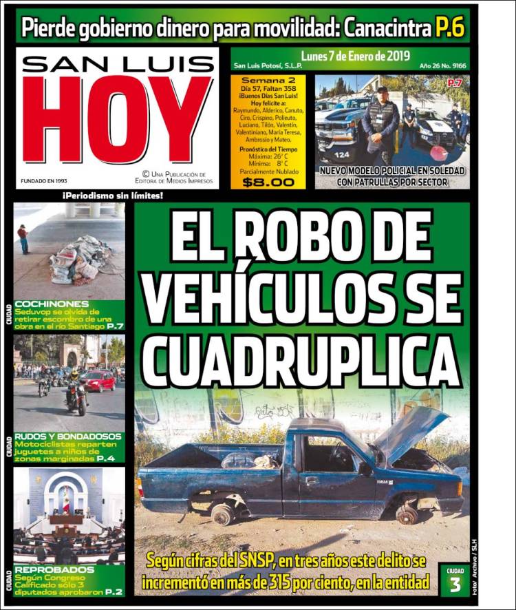 Portada de San Luis Hoy (México)