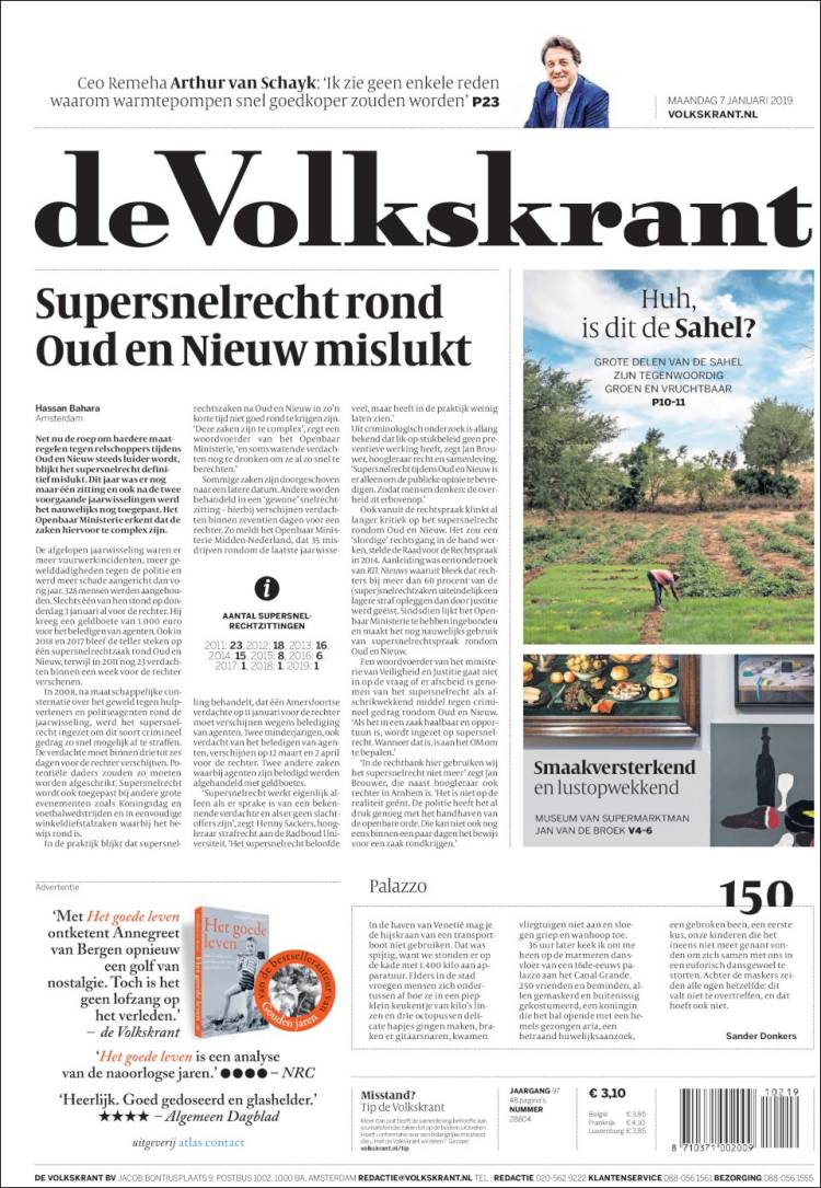Portada de De Volkskrant (Pa&iacute;ses Bajos)