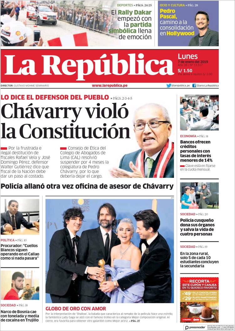 Portada de La Republica (Per&uacute;)