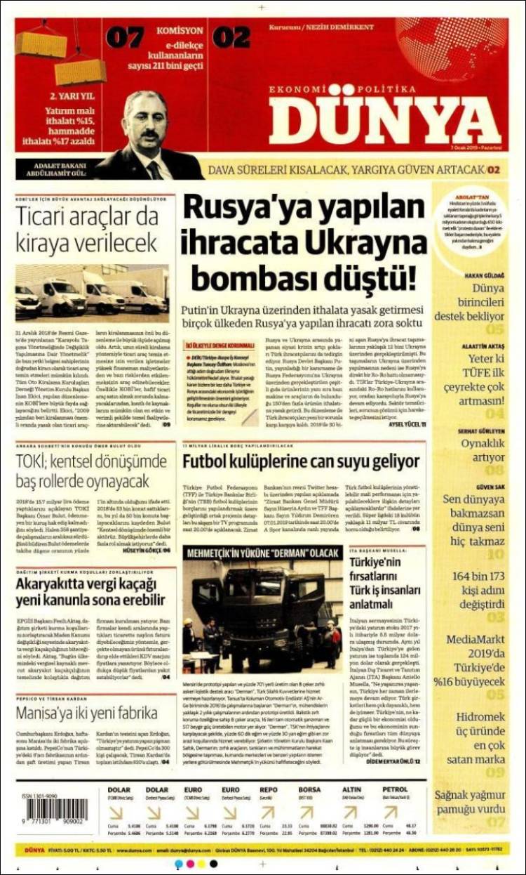 Portada de Dünya (Turqu&iacute;a)