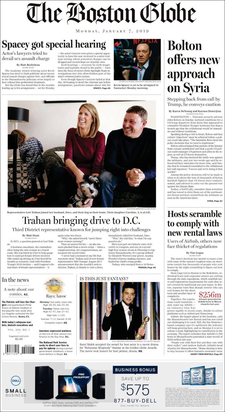 Portada de Boston Globe (USA)