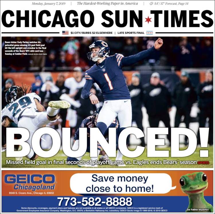 Portada de Chicago Sun-Times (USA)