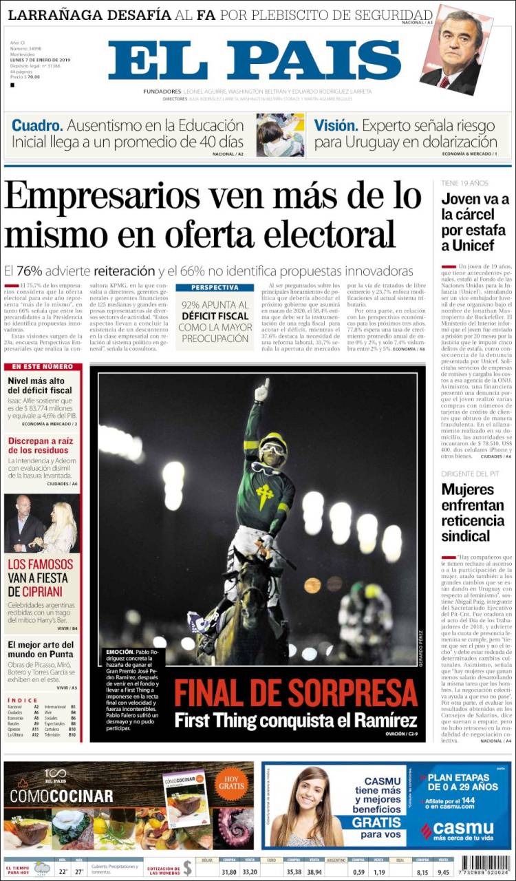 Portada de El País (Uruguay)