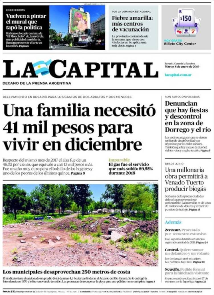 Portada de La Capital - Rosario (Argentina)