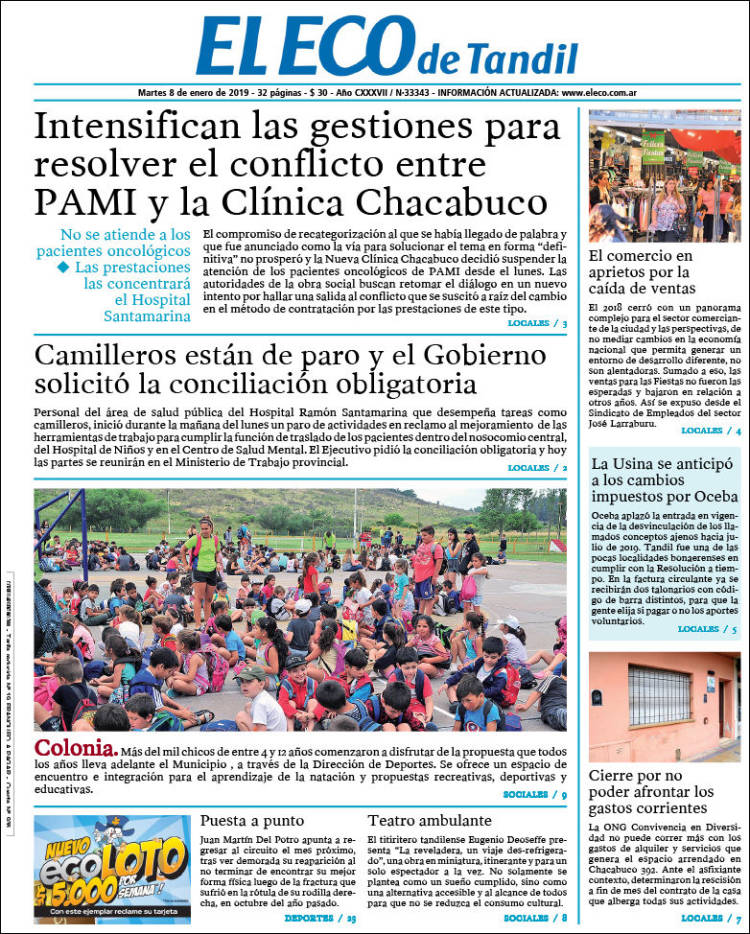 Portada de El Eco de Tandil (Argentina)