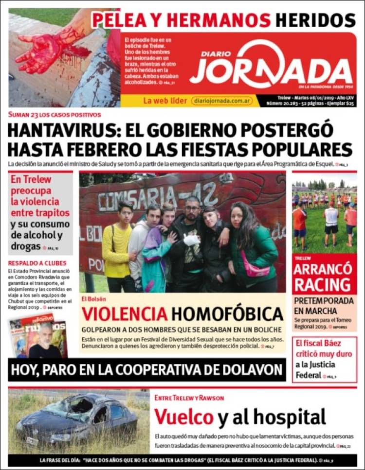 Portada de Diario Jornada en la Patagonia (Argentina)