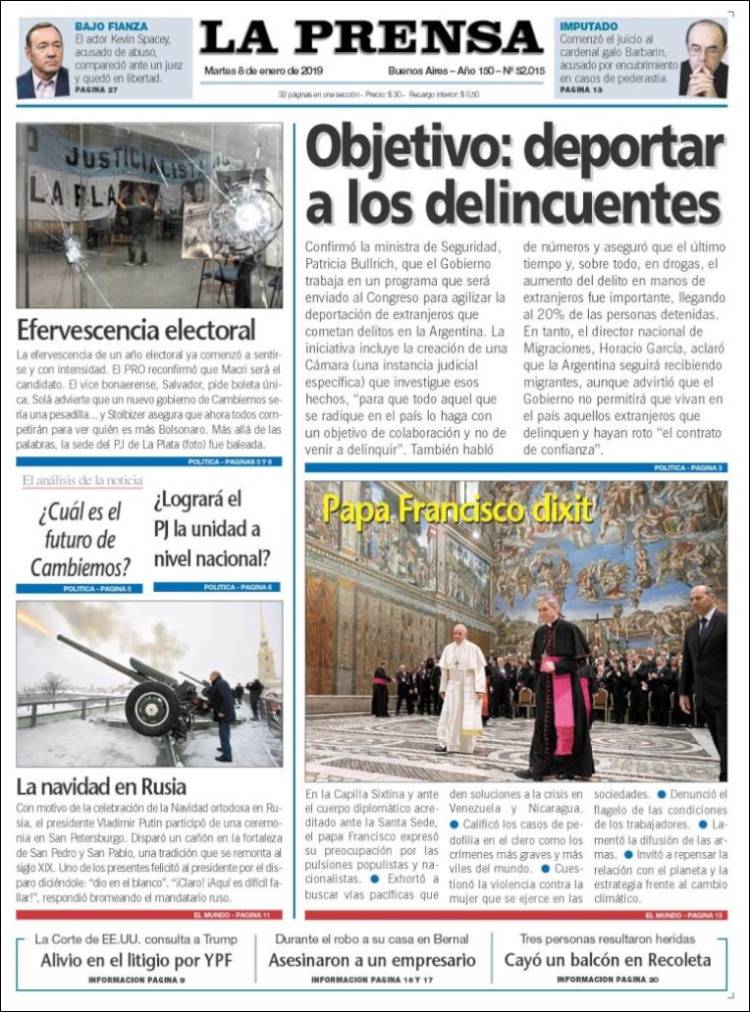 Portada de La Prensa (Argentina)