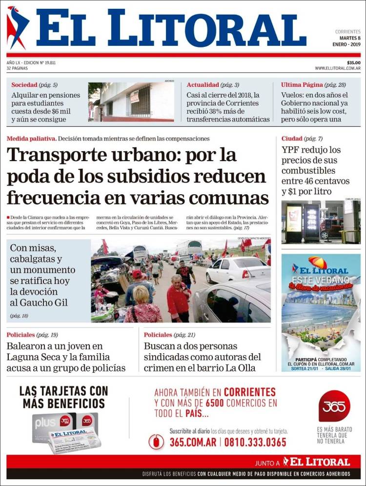 Portada de El Litoral Corrientes (Argentina)