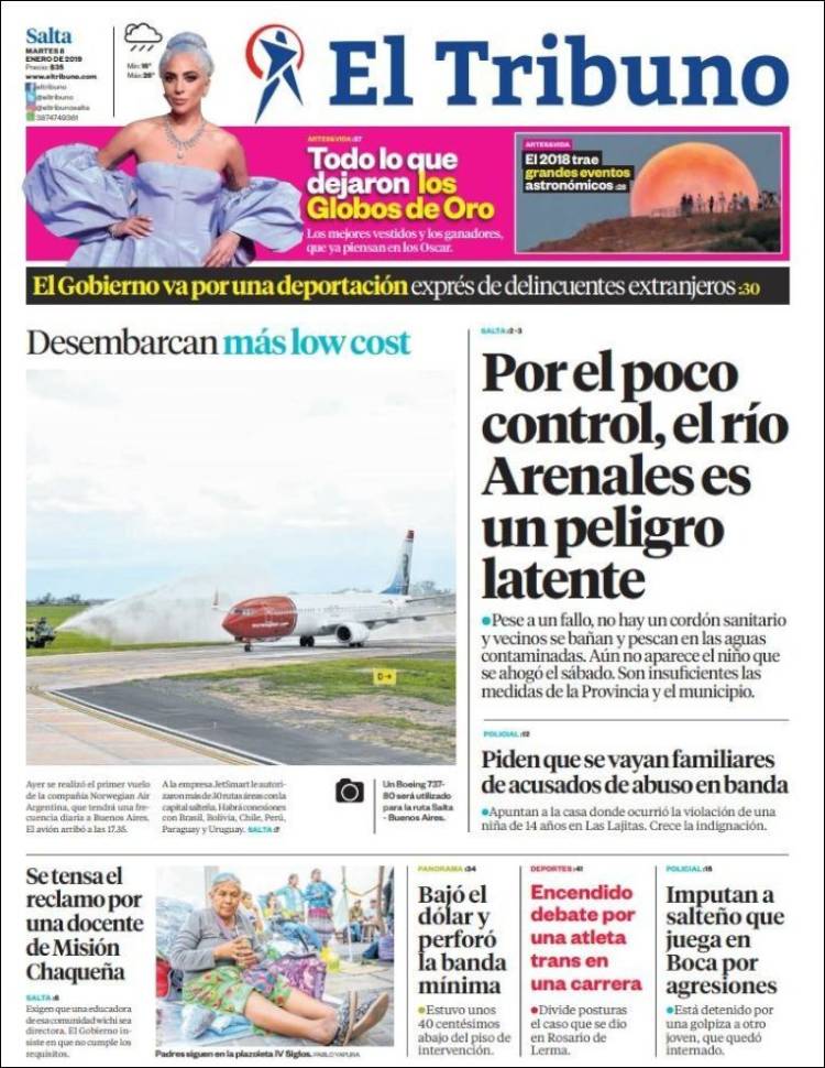 Portada de El Tribuno - Salta (Argentina)