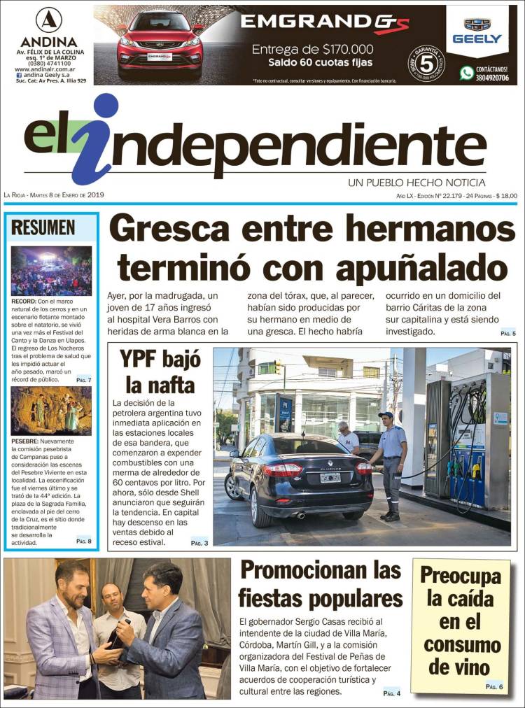 Portada de El Independiente (Argentina)