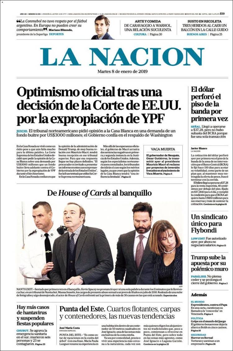 Portada de La Nación (Argentina)