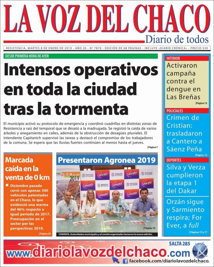 Portada de La Voz del Chaco (Argentina)