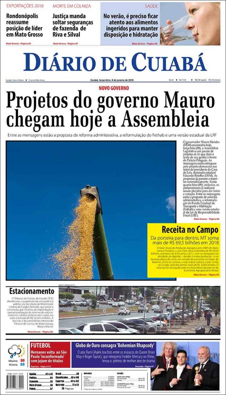 Portada de Diário de Cuiabá (Brasil)