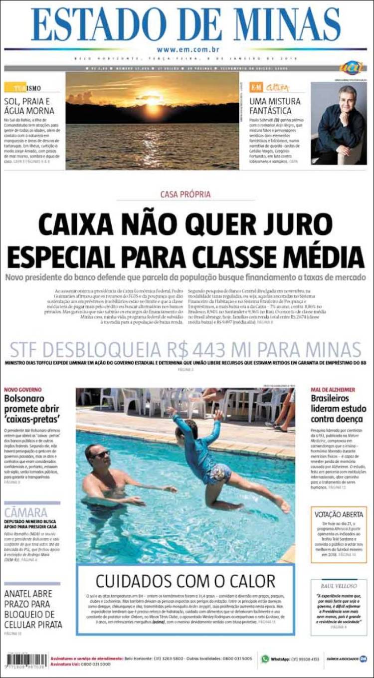 Portada de Jornal Estado de Minas (Brasil)